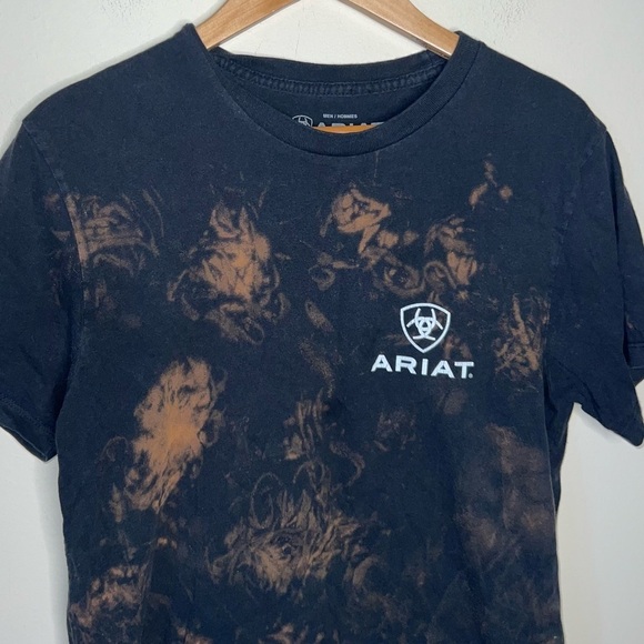 Ariat T-shirt Acid Washed Double Sided Cotton Short Sleeved Trbal Size Small - Picture 3 of 6